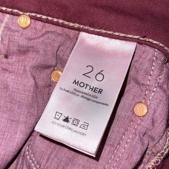MOTHER The Tripper High Rise Ankle Fray Jeans in Burgundy Size 26 - Picture 11 of 14